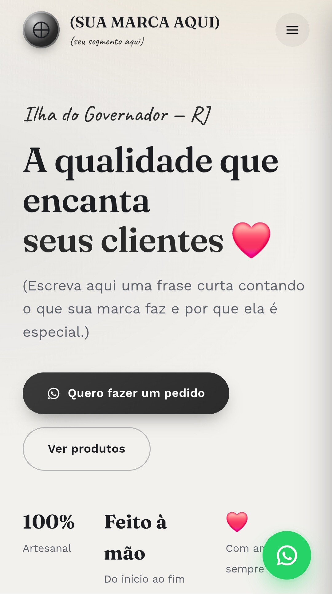 Site criado para Marca artesanal